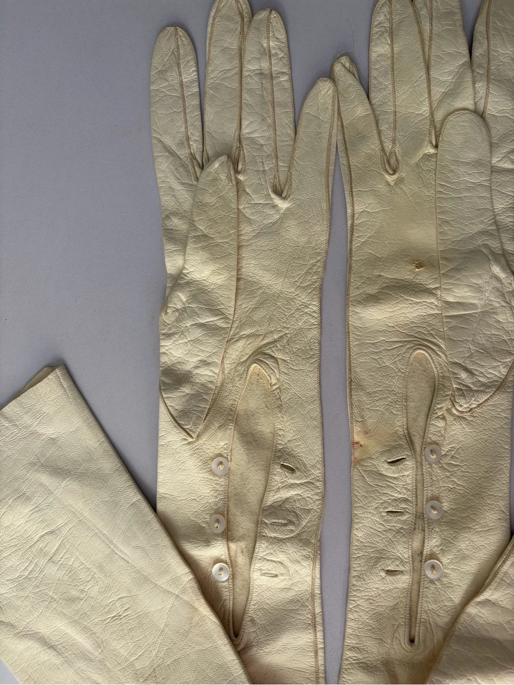 Antique Long Cream Women's Leather Gloves